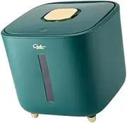Generic Rice Container Pet Food Dispenser Storage Bin Storage Box for Cereal Kitchen Beans, Green 5 KG