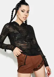 [Punk Rave] Night City Sheer Hoodie Top
