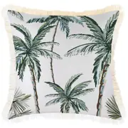 Cushion Cover-Coastal Fringe-Palm Tree Paradise White-45cm x 45cm