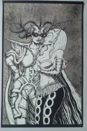 HELA & ENCHANTRESS original art pin up 11x17 page Pen&ink Cardello