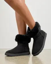 [Mooloola] Mooloola Women's Emmett Slippers Boots in Black Size 07 07 Black