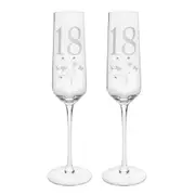 2PK Gibson Gifts 18 Birthday Crystal Champagne Glass Toasting Drinkware Clear