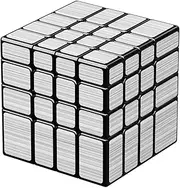 Willking 4x4 Mirror Cube Silver Sticker Magic Cube Black 4x4x4 Silver Mirror Blocks Speed Cube Mirror Cube 4x4 Speed Cube