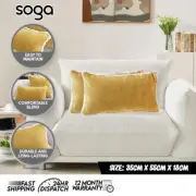 SOGA X2 35cm Throw Pillow Turmeric Yellow Chenille Texture Home Décor