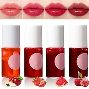 Sitovely 4 Colours Lip Tint Stain Set, Hydrating, Moisturising, Matte, Liquid Lipstick, Lip Gloss, Long-Lasting Non-Stick Cup Lip Makeup for Cheeks and Eyes