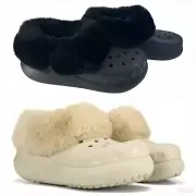 Crocs Furever Crush Black or Bone Lined Platform Clogs 208446 NEW
