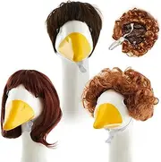 Porch Geese Hair Wig - Lawn Geese Statue Wig - Patio Figurine Decor Costumes Set of 3, Funny Yard Decoration Accessories for Outdoor Garden