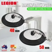 Stainless Steel Basin Sink Plug 50mm/40mm Rubber Black Insert