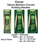 Clover Takumi Circular Knitting Needles Set 36 Inches 11 17 19