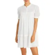 AQUA Ladies White Puff Sleeve Button Front Dress, Size XS, NWT!