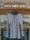 Chaps by Ralph Lauren Sz. Medium Pink Plaid Long Sleeve Peasant Top NWT