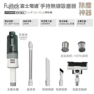 【Fujitek 富士電通】勁渦流手持/直立無線吸塵器FTV-RH610(無線吸塵器/手持直立/輕量化)