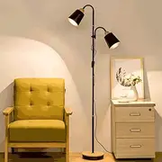 Modern Minimalism Floor Lamp Creative Living Room Bedroom Study Office Standard Lamp Art Black Iron Wood Long Arm Decorative Stand Lighting 2 * E27 Max.40W Ø22cm * H178cm Comfortable Anniversary