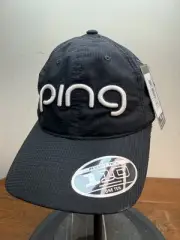 Ping NWT Black Unstructured Flexfit Tech One Ten Aero Cap Adjustable Golf Hat