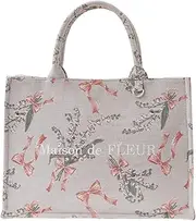 Maison de FLEUR(メゾン ド フルール) 08000543300 Women's Tote Bag, Suzuran Pattern Gobelin Square Tote Bag, Gray, gray, F