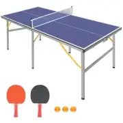 Tiramisubest Ping Pong Table Indoor Foldable/Portable Mid-Size Net+Paddles+3Ball