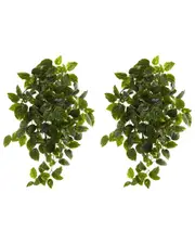Nearly Natural Set of 2 Indoor/Outdoor UV-Resistant Artificial Pothos Hanging Plants NoSize Green