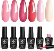 [beetles gel polish] Gel Nail Polish, 6 Colors Nude Pink Rose Red Milky White Gel Polish, Sweetheart Candies Collection Soak Off UV LED Nail Lamp Light Nails Spring Gel Nail Kit Nails