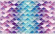 Luminora 72x43inch Purple Green Glitter Scales Backdrop Under The Sea Background Kids Girls Birthday Party Decorations Princess Baby Shower Photo Banner
