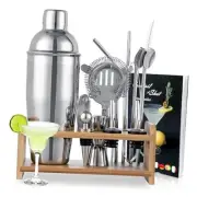 15PCS Cocktail Shaker Set,750ml/25oz BartenderKit with Stand & Recipes, Bar