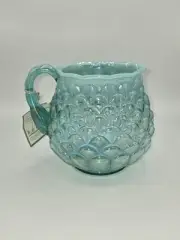 Fenton QVC 5th Anniversary Signed Fenton Family Teal Iridescent Pitcher