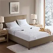 Beautyrest Down 200-Thread Count Cotton Blend Heated Mattress Pad, Queen, White