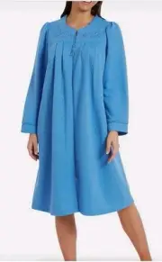 Jasmine Rose Womens Loose Fit Zip Quilted Robe With Pockets Blue Small