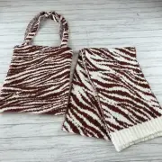 BP Nordstrom Womens Scarf Tote Set Brown Zebra Animal Print