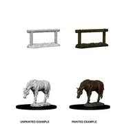 Wizkids Unpainted Deep Cuts Miniatures Horse & Hitch