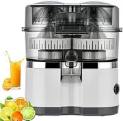 Electric Twin Citrus Juice Maker, 100W Juicer Machine with 400ml Capacity, Built in Citrus Slicer, Detachable Design, for Lemon, Orange, Grapefruit Silver