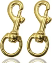 Flag Clips for Rope - 2-Pack 3.1 Bronze Brass Flagpole Snap Hooks with Swivel E