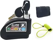 XYT WORLD Australian owned local warranty Black 110DB Motorcycle Wheel Disc Brake Lock with Alarm | 1.5m Yellow Remind Cable | Carrying Pouch Anti-Theft Waterproof Padlock For Motorcycle Bike Scooter