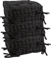 Nicola Spring Black Seat Cushions - Pack of 6 - French Mattress Dining Chair Cushions Chair Pads Seat Pads Indoor Kitchen Outdoor Garden Patio Chair Pad Dining Bolster Cushion