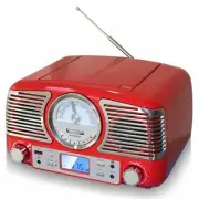 TechPlay QT62BT RD Retro Compact Stereo Bluetooth CD AM FM Radio "RED "