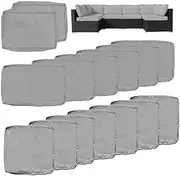 14 Piece Patio Cushion Covers Replacement Waterproof Outdoor Cushion Covers Replacement Patio Furniture Cushion Covers with Zipper 25.6 * 25.6 * 3.15in(Gray (Only Cover)