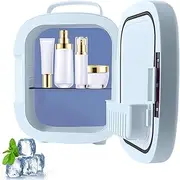 Mini Cosmetic Fridge, Beauty Fridge with LED Lighting, 6L Portable Cosmetic Refrigerator with Mirror Door, Skin Care Cosmetic Makeup Refrigerator/4 (Color : Light Blue2)