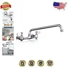 Polished Chrome Kitchen Faucet with Dual Handles & 14-Inch Swivel Spout