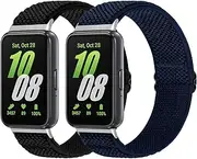 2 Pack Elastic Band Compatible with Samsung Galaxy Fit 3, Adjustable Solo Loop Breathable Nylon Sport Band for Woman Man