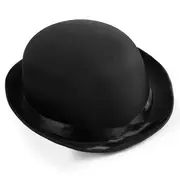 Black Satin Bowler Hat - Adult (59cm)