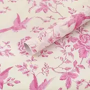 Whaline 60 Sheets Pink Floral Tissue Paper Rose Flower Bird Decorative Wrapping Paper Chinoiserie Art Paper for Birthday Baby Shower Party DIY Crafts, 14 x 20 Inch