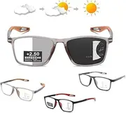 Sports Glasses Photochromic Reading Glasses +2.5, Progressive MultiFocus Sunglasses, Outdoors Sun Readers