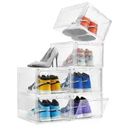 Front Shoe BoxSet of 6Stackable Plastic Shoe Box with Clear Door As Shoe Storage