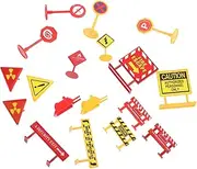 Toyvian 2 Sets Mini Traffic Signs Playset for Compact Road Sign Models Educational for Learning Safe Traffic Rules Christmas Birthdays