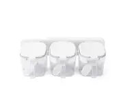Seasoning Container with Lid Wall Mounted Punch Free Transparent Cup Spice Rack Organizer Kitchen Accessories-White - White