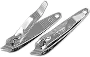 uxcell 2 Pcs Silver Tone Salon Metal Side Slanted Clipper Cutter Cuticle Trimmer