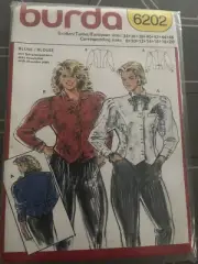 Burda 6202 vintage sewing pattern 1990s uncut blouse / shirt 2 designs