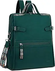 FADEON Leather Laptop Backpack for Women, Designer Ladies Work Travel Computer Backpack with Laptop Compartment