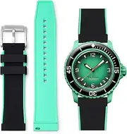 [Stanchev] Strap for Blancpain Swatch,22mm Soft Rubber Strap for Swatch Blancpain,Replacement Band for Blancpain x Swatch Fifty Fathoms Men Women
