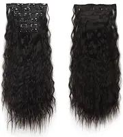 Clip in Hair Extensions 24" Curly Hair Extensions Water Wave Clip in Hair Extensions Clips Long Hairpieces Synthetic Invisible Hair Extensions (2#)