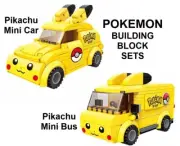 KEEPPLEY Pokemon Building Block Sets: Pikachu Mini Car & Pikachu Mini Bus - NEW